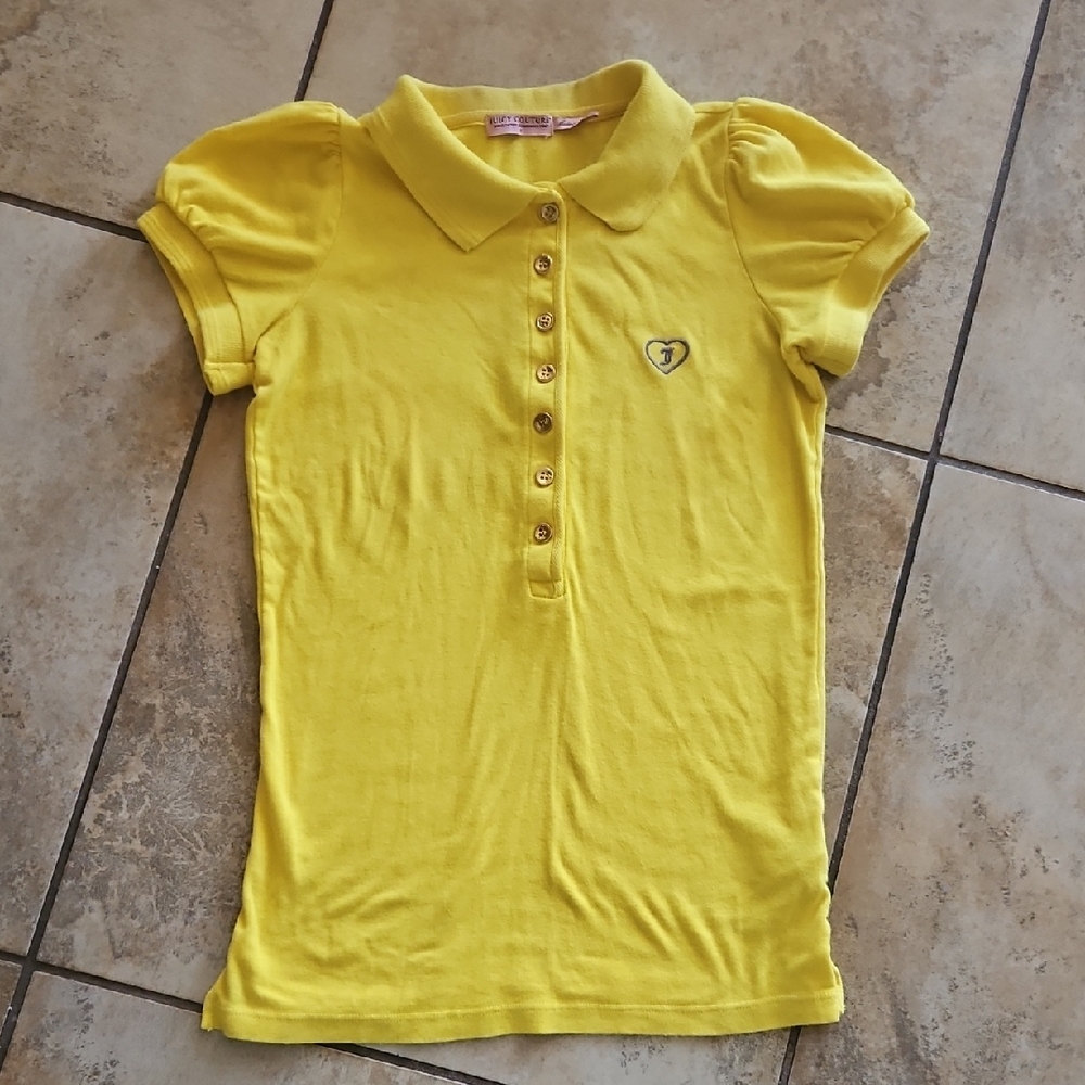 JUICY COUTURE sunny Yellow Polo Shirt with J Emblem Womens P